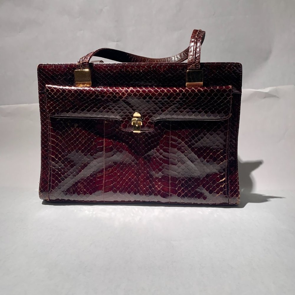 Vintage Custom Made Snake Skin Classic Tote